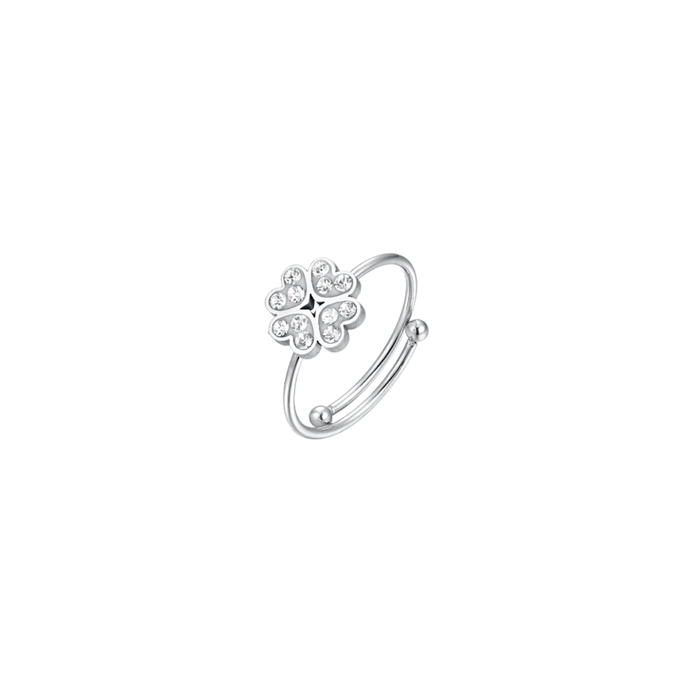 ANELLO BAMBINA IN ACCIAIO CON QUADRIFOGLIO