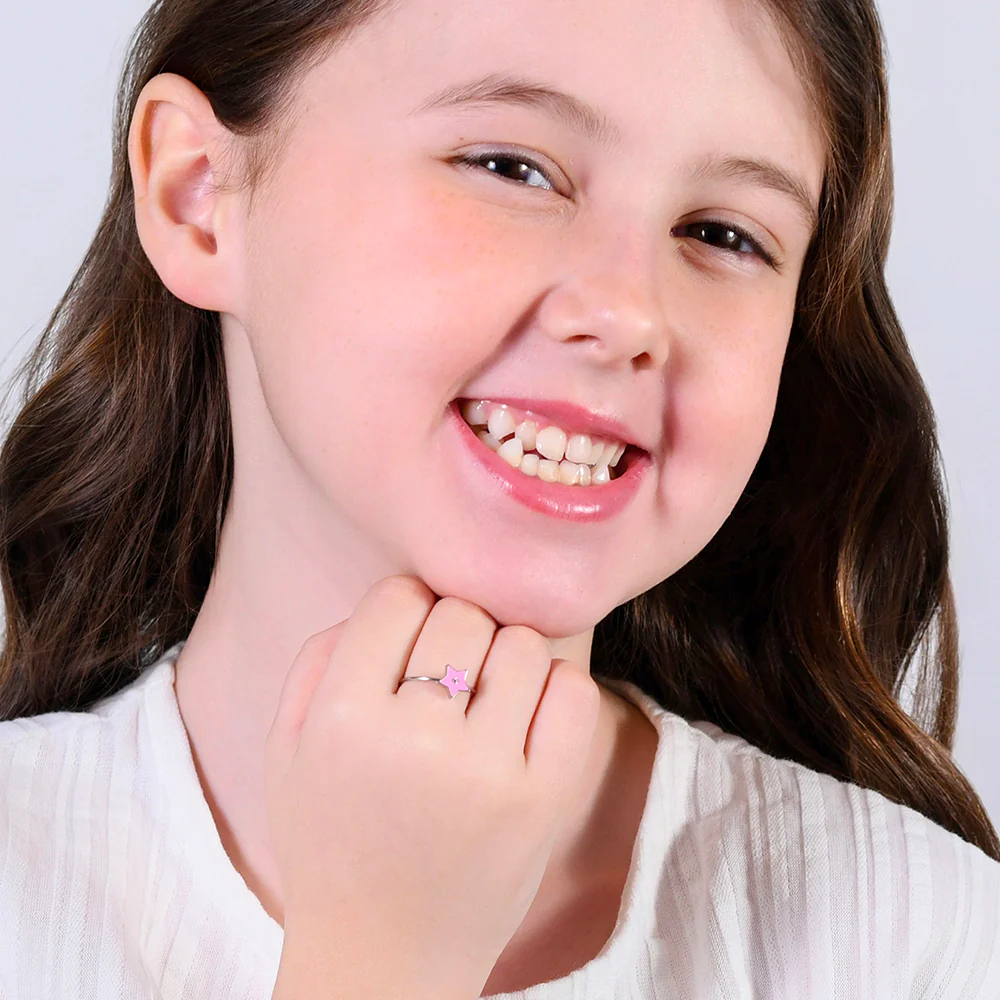 ANELLO BAMBINA IN ACCIAIO SMALTO ROSA - Image 3