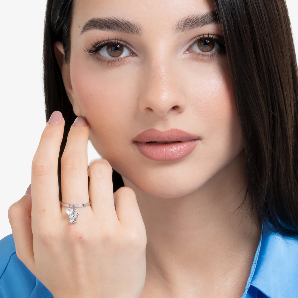 ANELLO DONNA IN ACCIAIO CON ANGELO E ZIRCONE BIANCO - Image 3