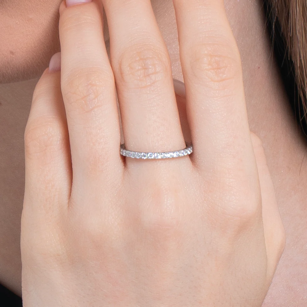 ANELLO DONNA IN ACCIAIO CON CRISTALLI BIANCHI - TAGLIA 14 - Image 2