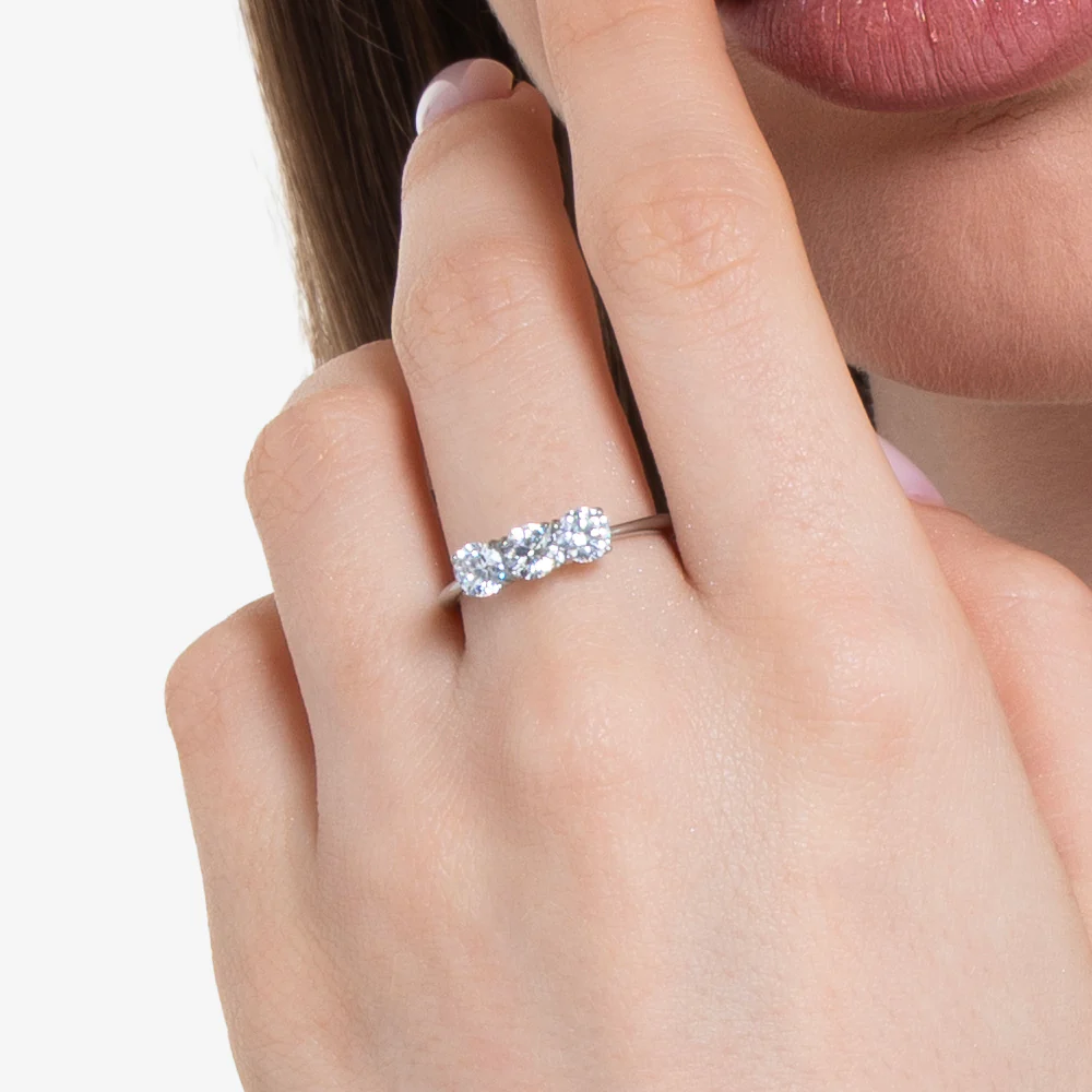 ANELLO DONNA IN ACCIAIO CON  CRISTALLI BIANCHI - MISURA 12 - Image 2