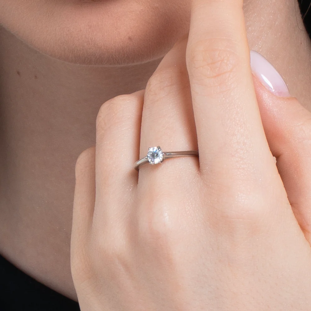 ANELLO DONNA IN ACCIAIO CON CRISTALLO BIANCO - TAGLIA 10 - Image 2