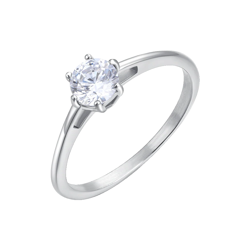 ANELLO DONNA IN ACCIAIO CON CRISTALLO BIANCO - TAGLIA 18