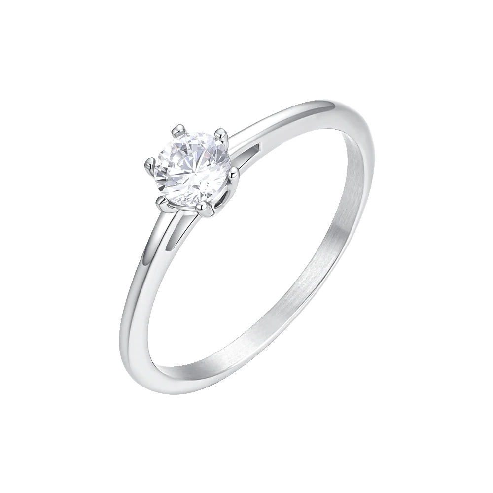 ANELLO DONNA IN ACCIAIO CON CRISTALLO BIANCO - TAGLIA 18