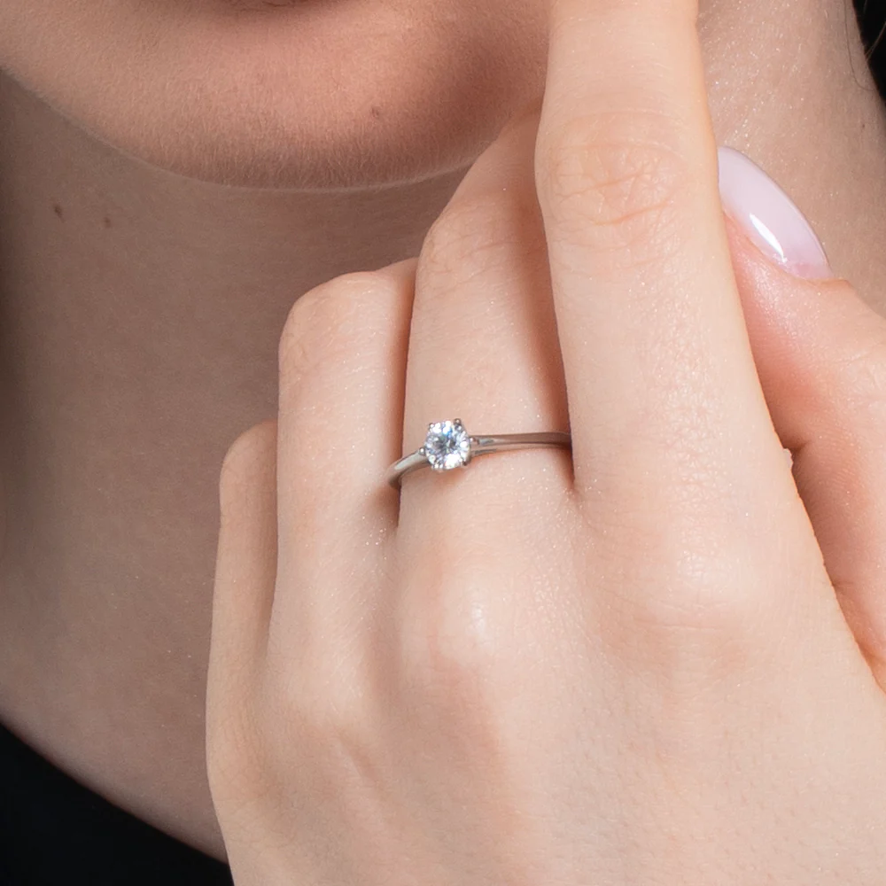 ANELLO DONNA IN ACCIAIO CON CRISTALLO BIANCO - TAGLIA 18 - Image 2