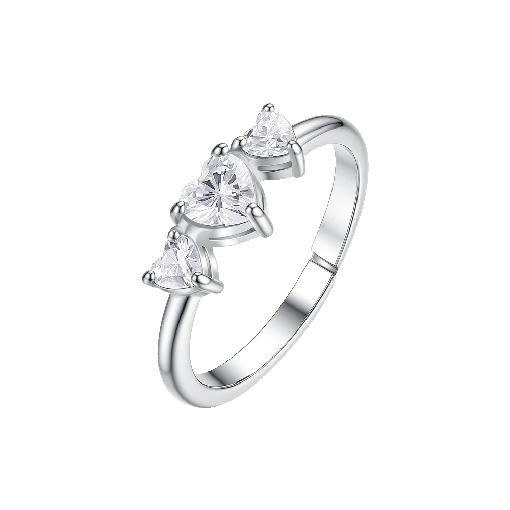 ANELLO DONNA IN ACCIAIO CON CUORI CON ZIRCONI BIANCHI