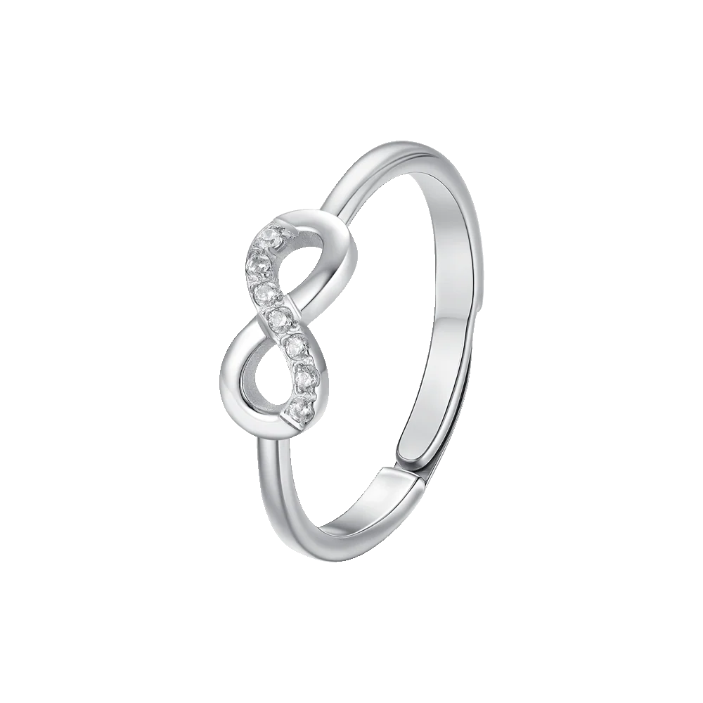 ANELLO DONNA IN ACCIAIO CON INFINITO E ZIRCONI BIANCHI