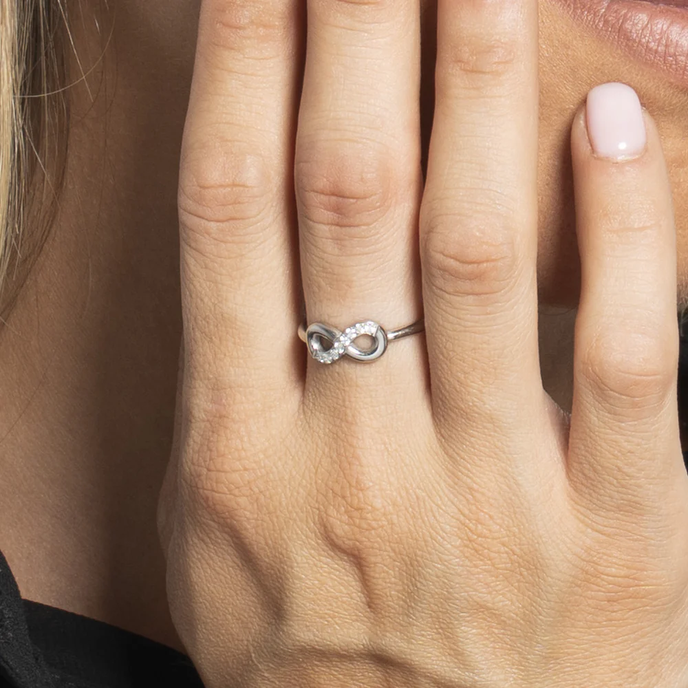 ANELLO DONNA IN ACCIAIO CON INFINITO E ZIRCONI BIANCHI - Image 2