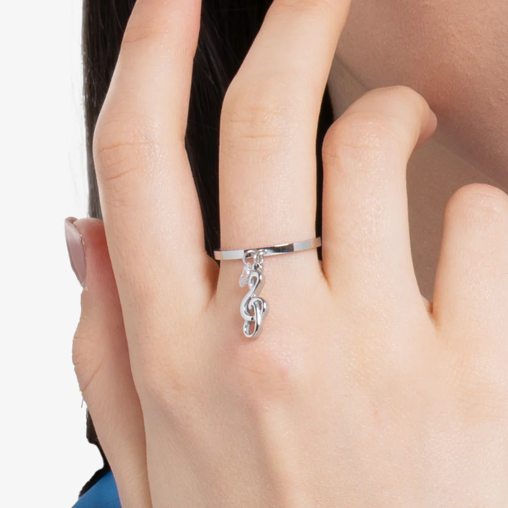 ANELLO DONNA IN ACCIAIO CON NOTA MUSICALE E ZIRCONE BIANCO - Image 2