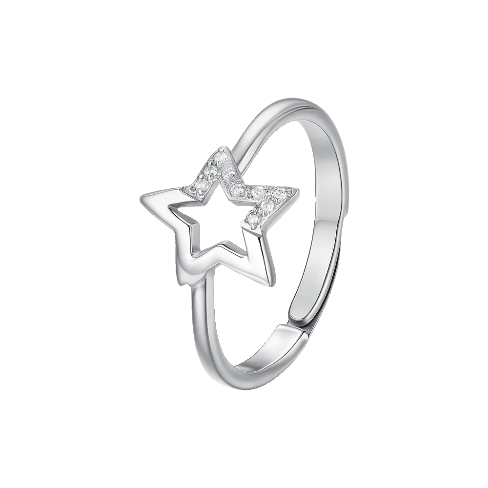 ANELLO DONNA IN ACCIAIO CON STELLA E ZIRCONI BIANCHI