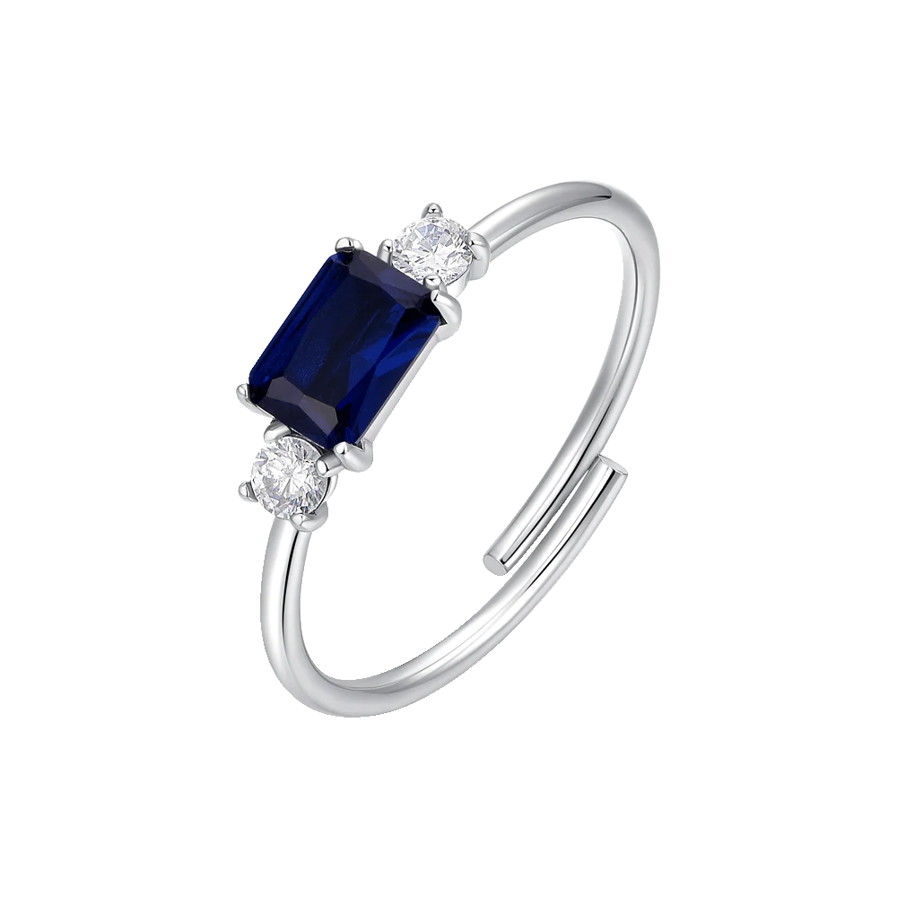 ANELLO DONNA IN ACCIAIO CON ZIRCONI BLU E BIANCHI