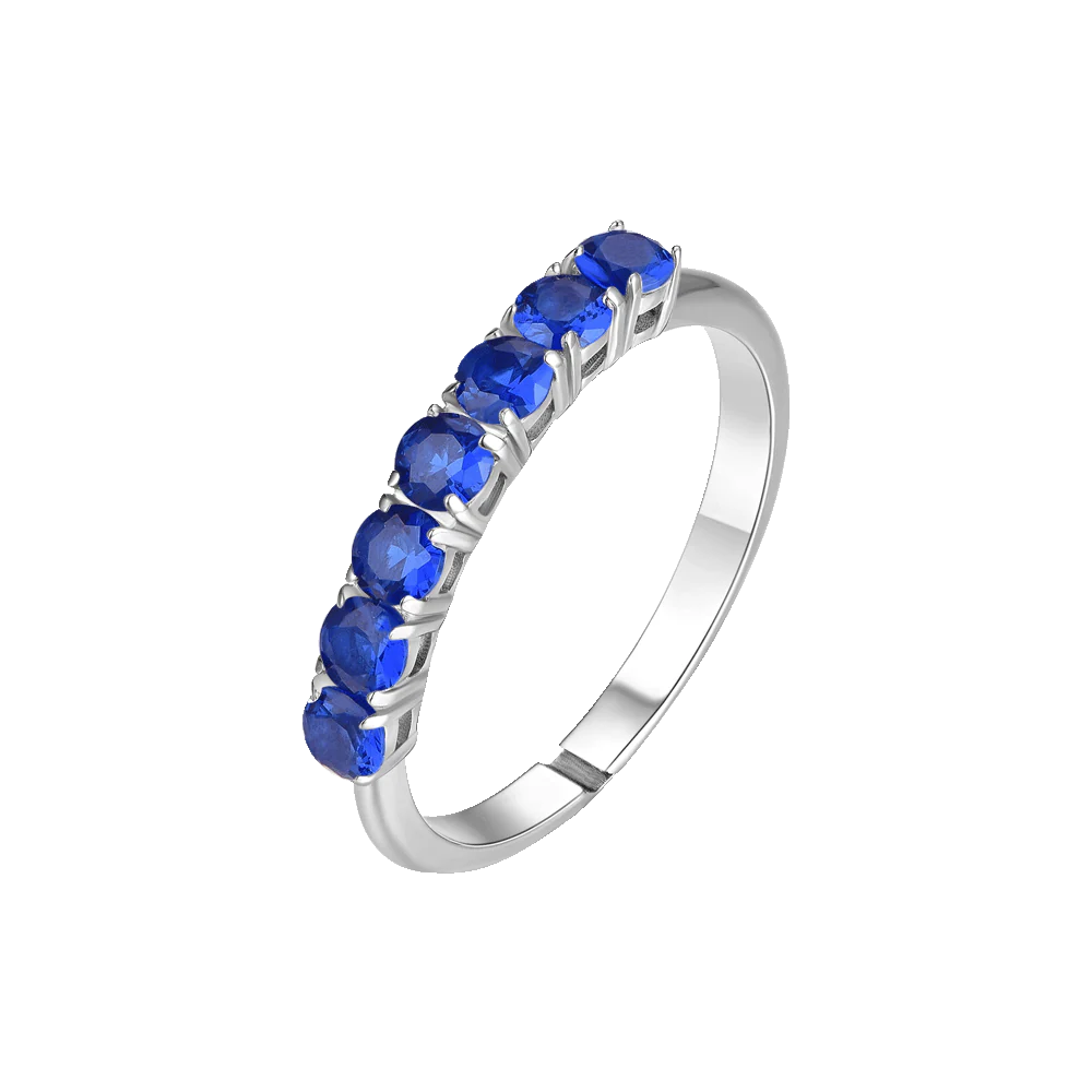 ANELLO DONNA IN ACCIAIO CON ZIRCONI BLU MISURA S