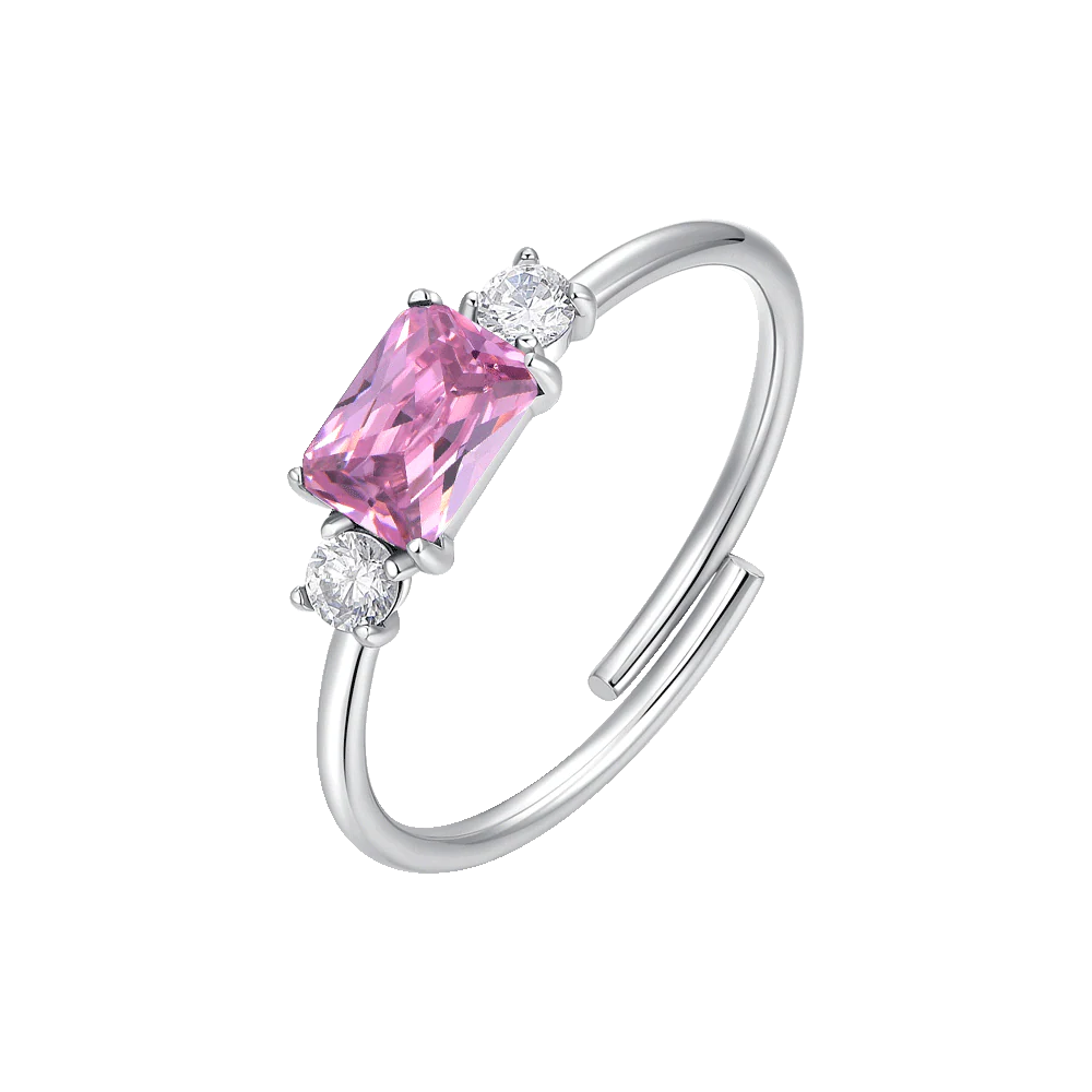 ANELLO DONNA IN ACCIAIO CON ZIRCONI ROSA E BIANCHI