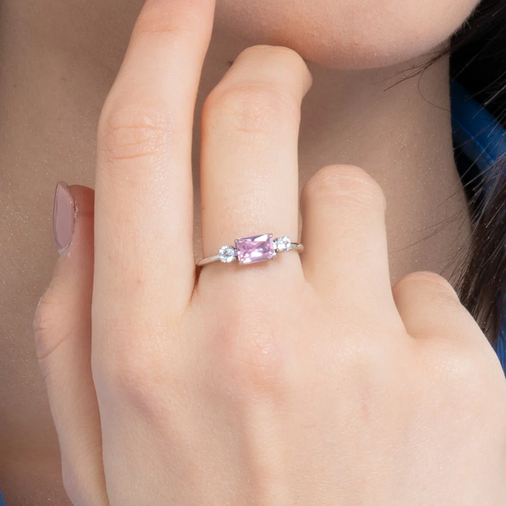 ANELLO DONNA IN ACCIAIO CON ZIRCONI ROSA E BIANCHI - Image 2