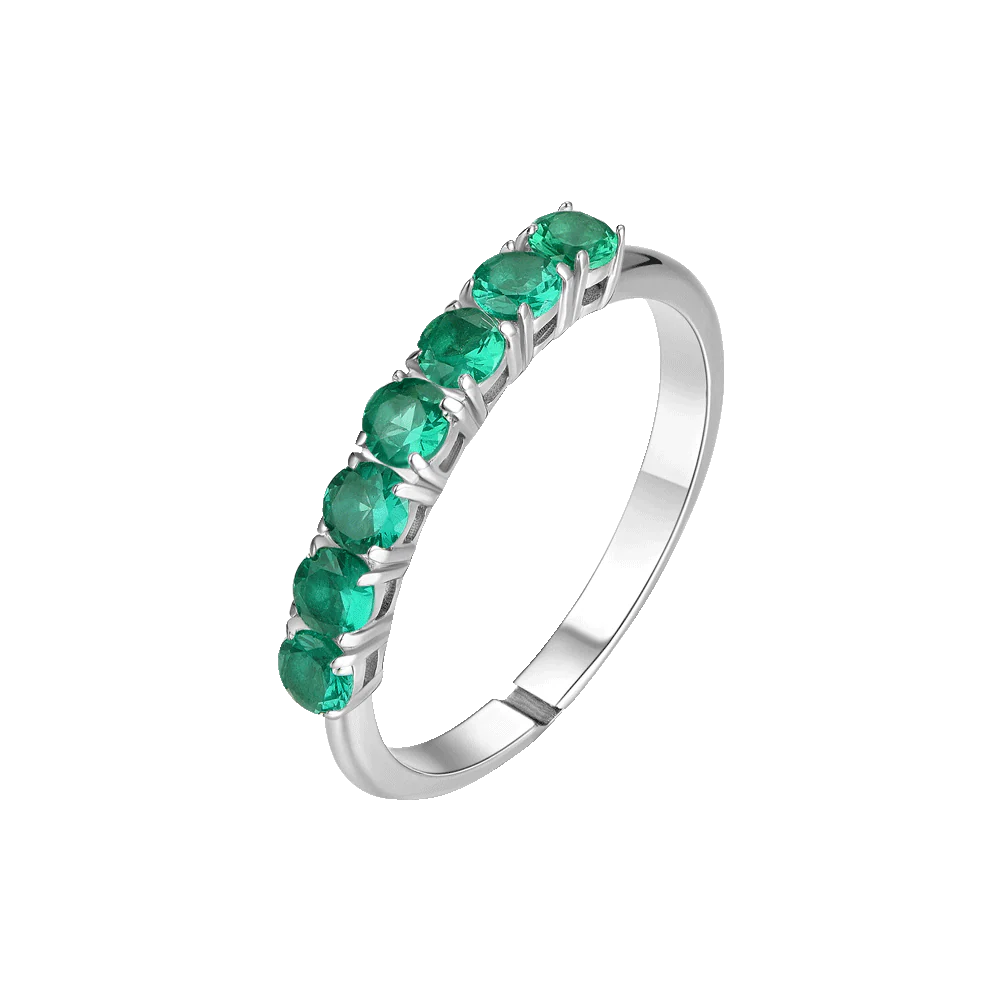 ANELLO DONNA IN ACCIAIO CON ZIRCONI VERDI MISURA M