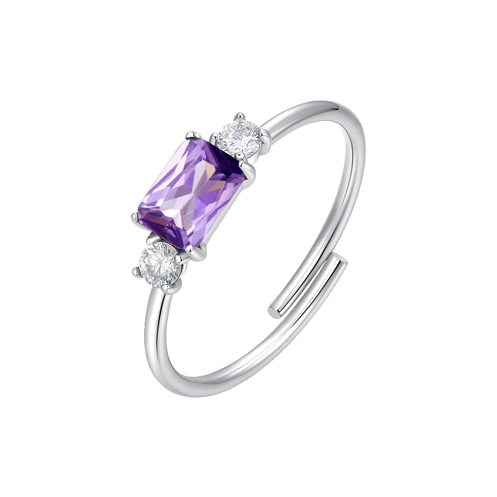 ANELLO DONNA IN ACCIAIO CON ZIRCONI VIOLA E BIANCHI
