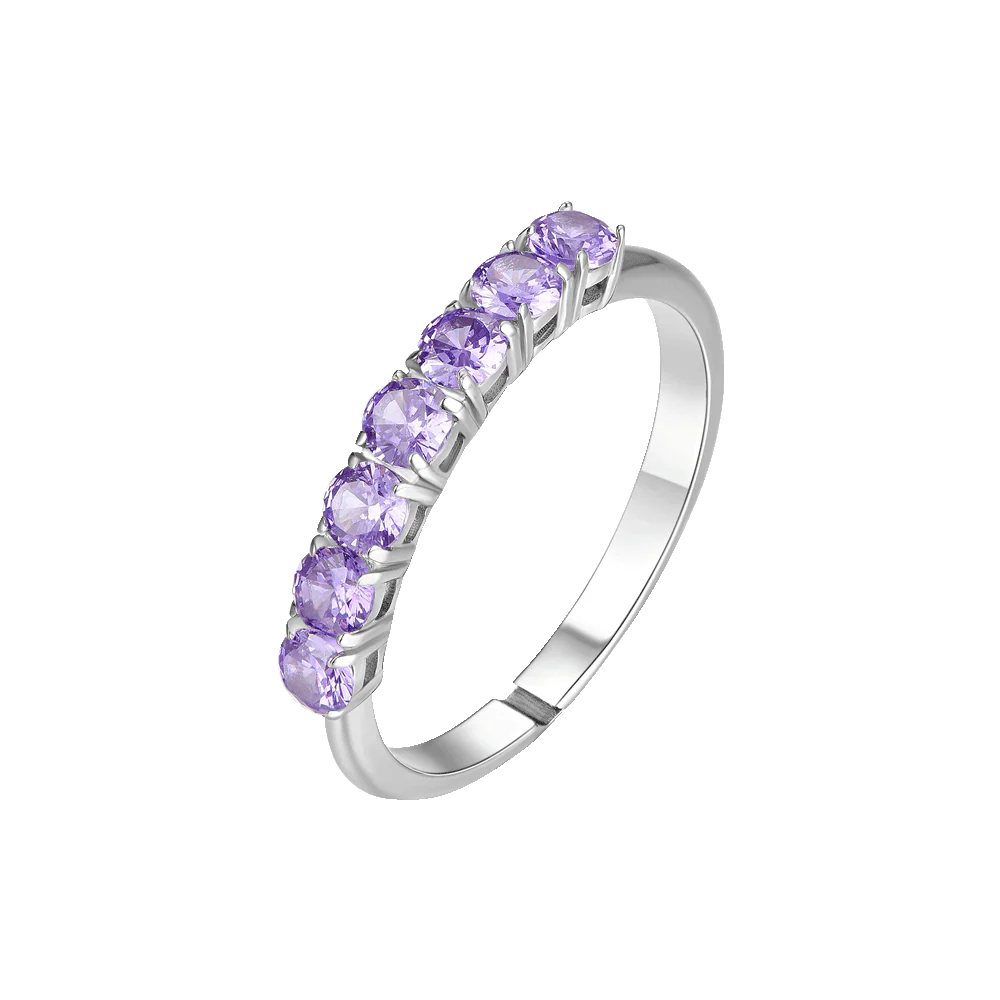 ANELLO DONNA IN ACCIAIO CON ZIRCONI VIOLA MISURA M