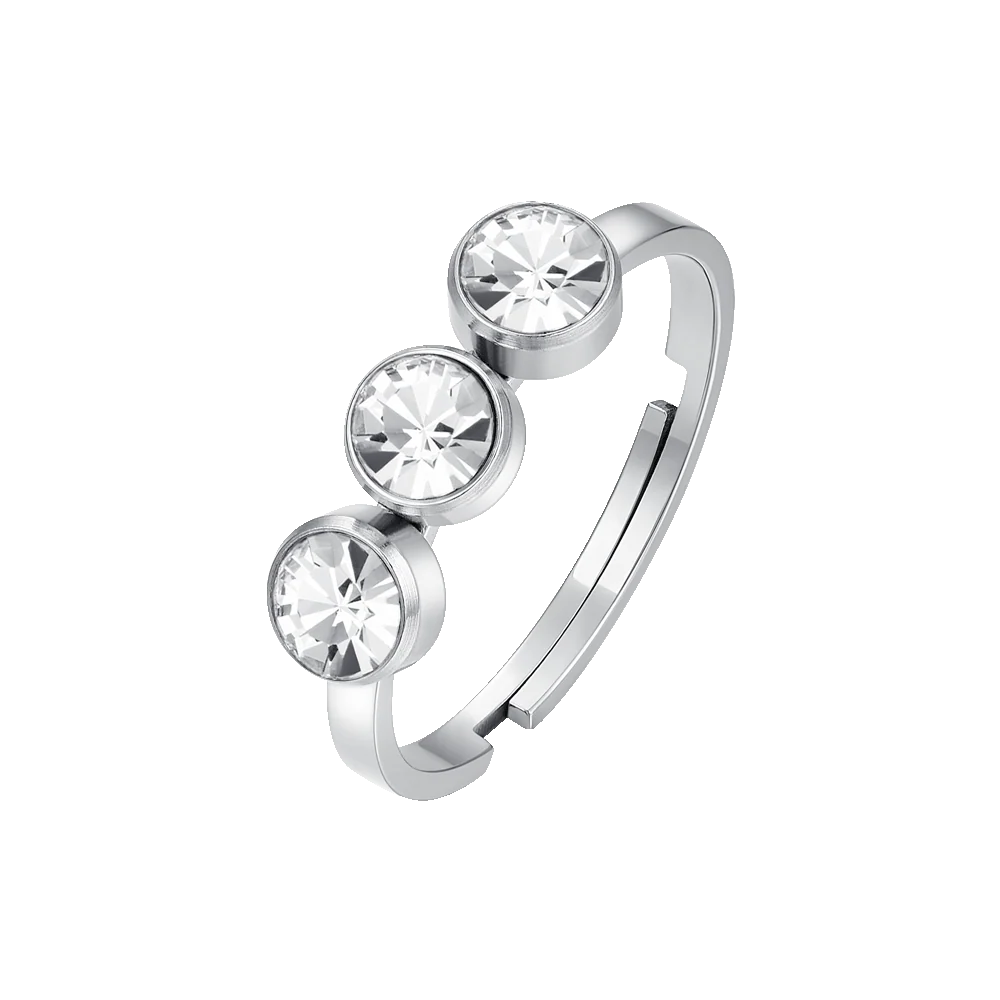ANELLO DONNA IN ACCIAIO CON CRISTALLI BIANCHI