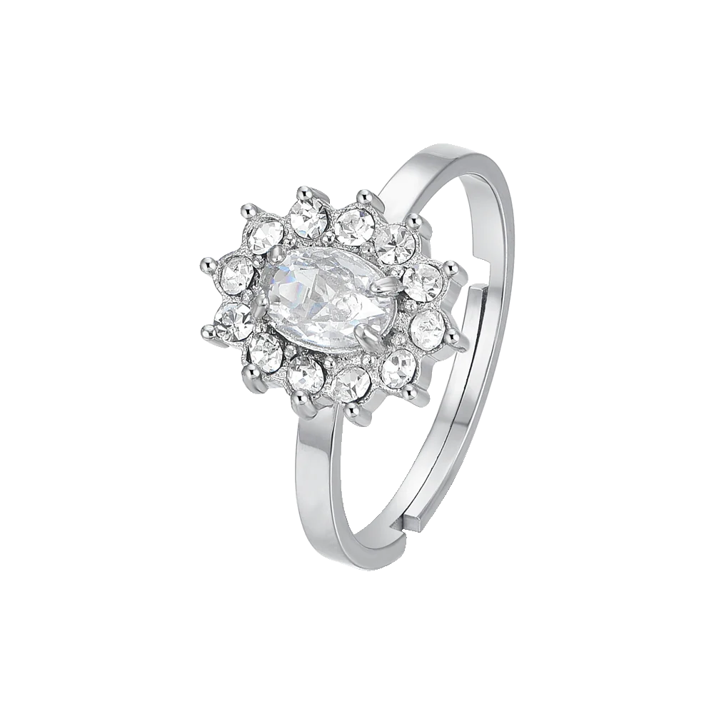 ANELLO DONNA IN ACCIAIO CRISTALLI E ZIRCONE BIANCO