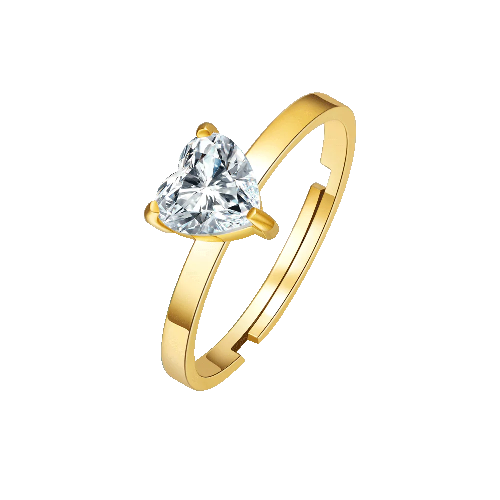 ANELLO DONNA IN ACCIAIO IP GOLD CON CUORE CRISTALLO BIANCO