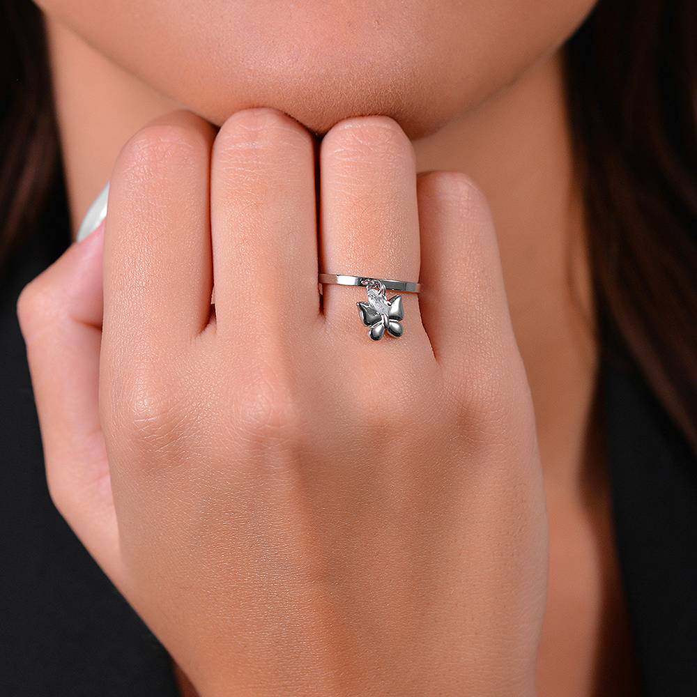 ANELLO DONNA IN ACCIAIO CON FARFALLA E ZIRCONE BIANCO - Image 2