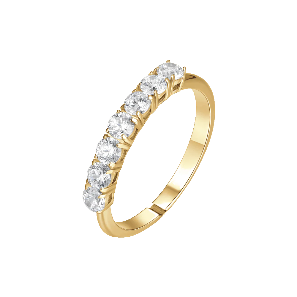 ANELLO DONNA IN ACCIAIO IP GOLD CON ZIRCONI BIANCHI MISURA M