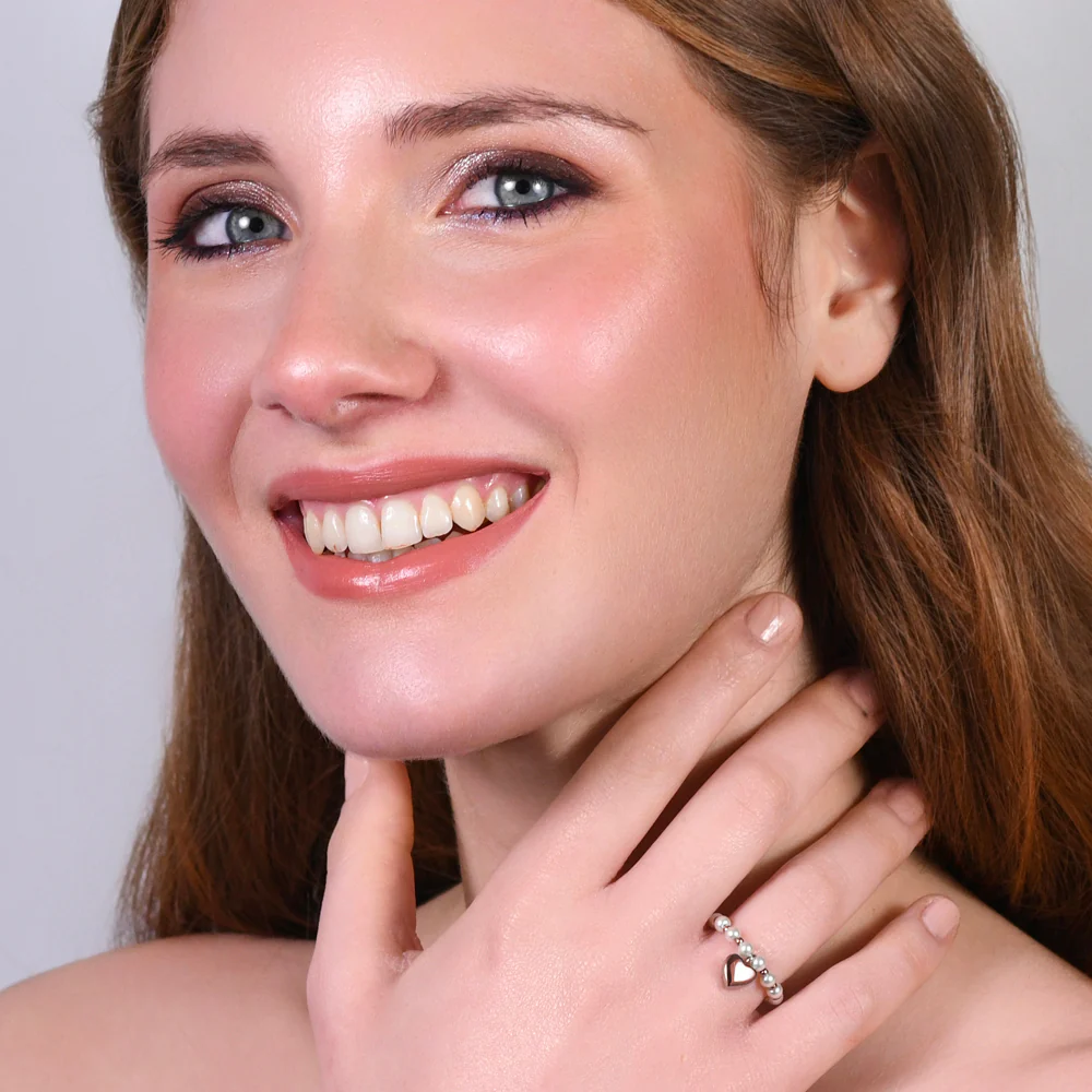 ANELLO DONNA IN ACCIAIO IP ROSE E PERLE SINTETICHE BIANCHE CON CUORE IP ROSE - Image 3