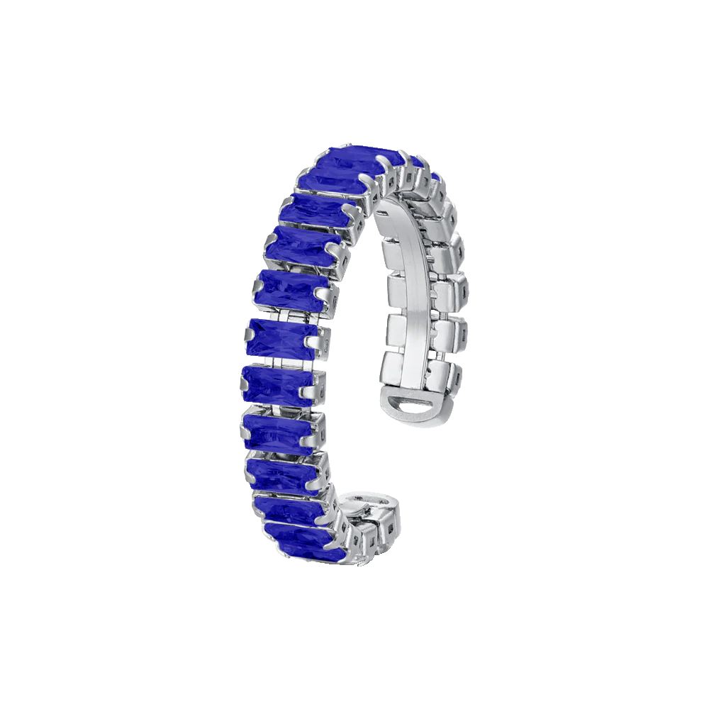 ANELLO DONNA IN ACCIAIO REGOLABILE CON CRISTALLI BLU