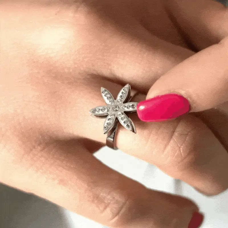 ANELLO DONNA IN ACCIAIO CON SOLE GIREVOLE CON CRISTALLI BIANCHI - Image 2