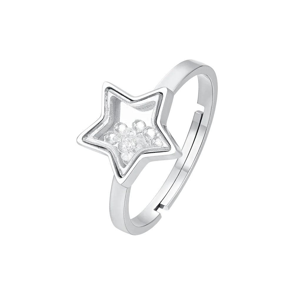 ANELLO DONNA IN ACCIAIO STELLA E ZIRCONI