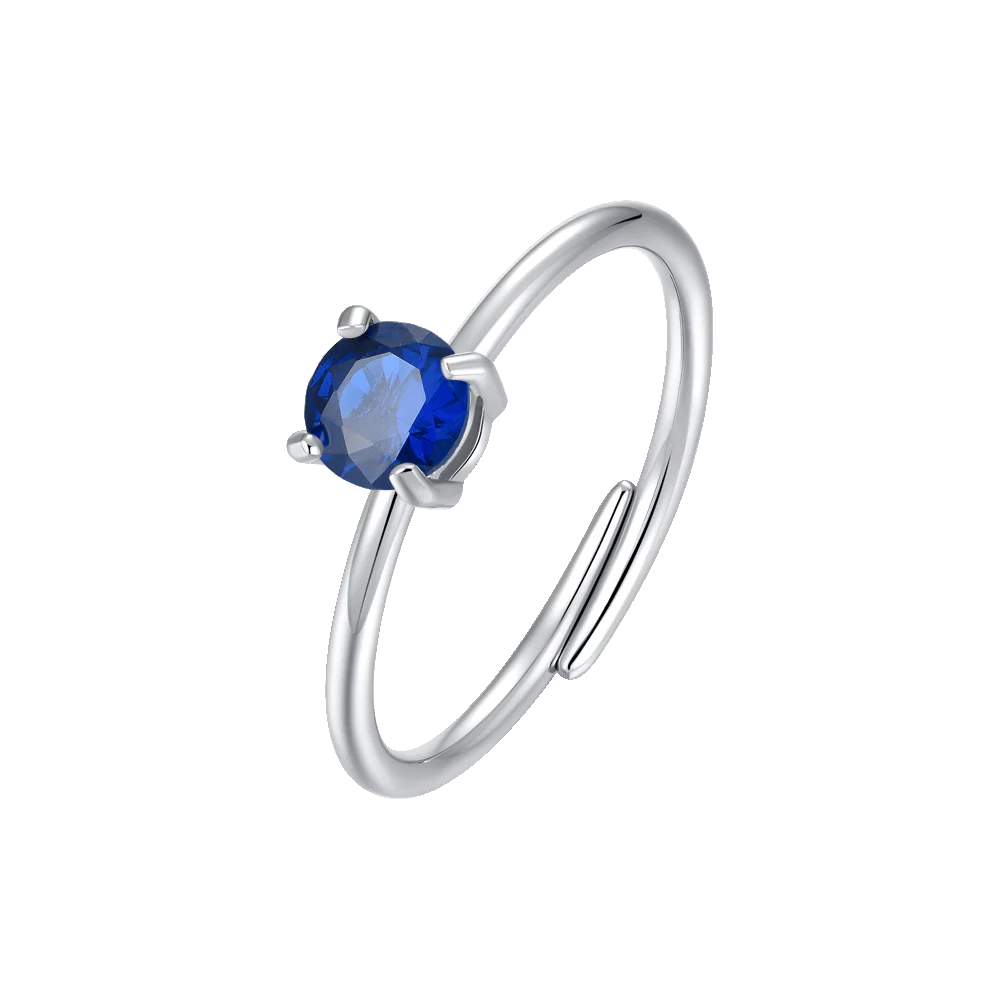 ANELLO DONNA IN ACCIAIO ZIRCONE BLU