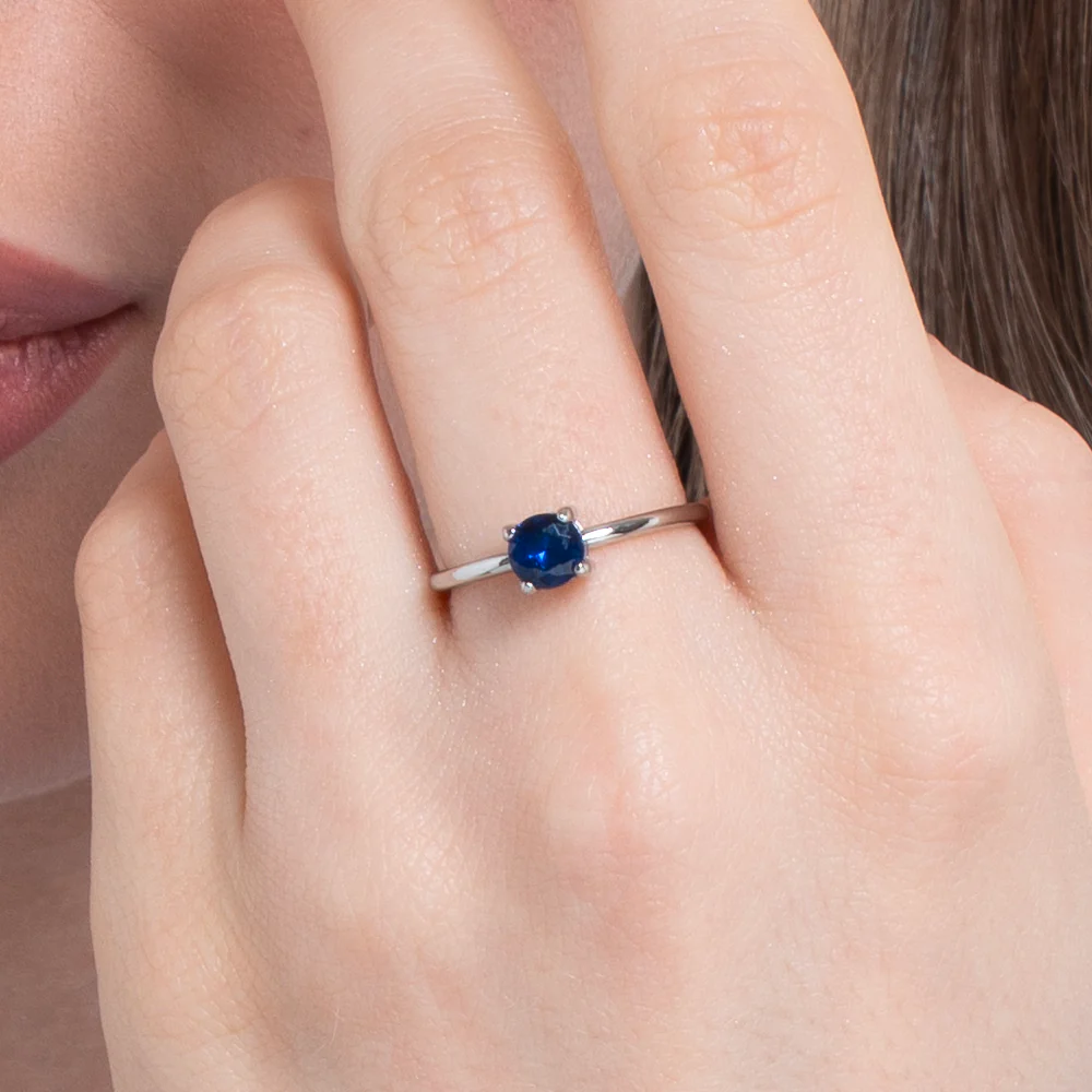 ANELLO DONNA IN ACCIAIO ZIRCONE BLU - Image 2