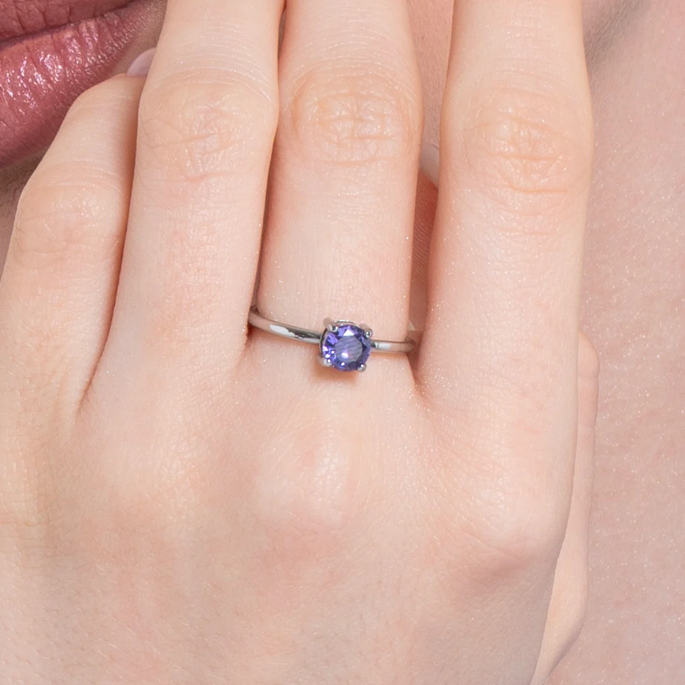 ANELLO DONNA IN ACCIAIO ZIRCONE VIOLA - Image 2