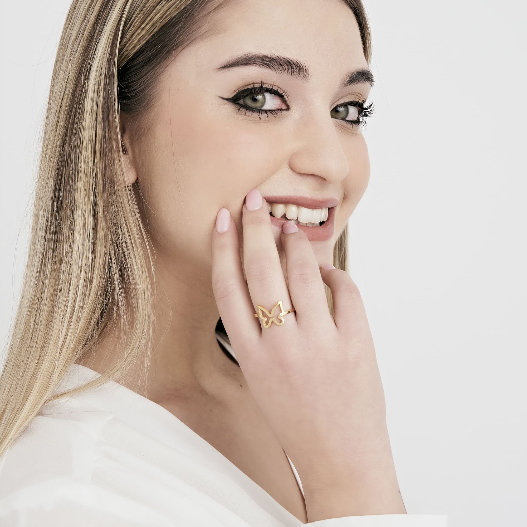 ANELLO DONNA IN ACCIAIO IP GOLD CON FARFALLA - Image 3