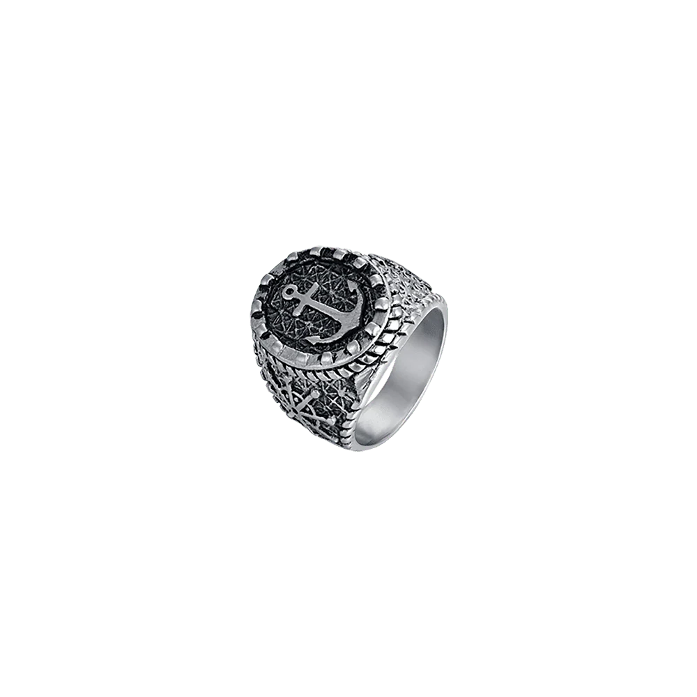 ANELLO UOMO SIGILLO IN ACCIAIO CON ANCORA - Image 7