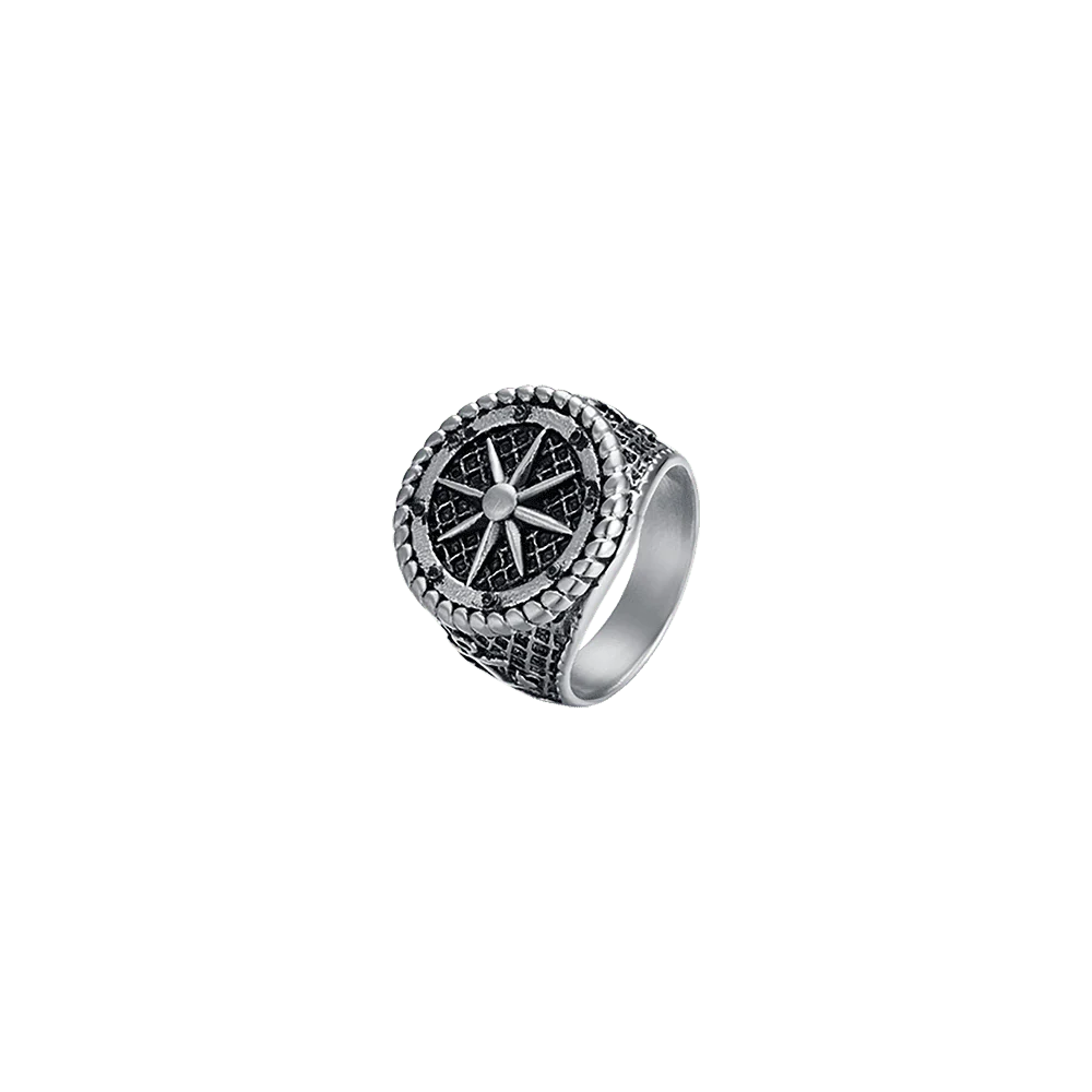ANELLO UOMO SIGILLO IN ACCIAIO CON ROSA DEI VENTI - Image 5