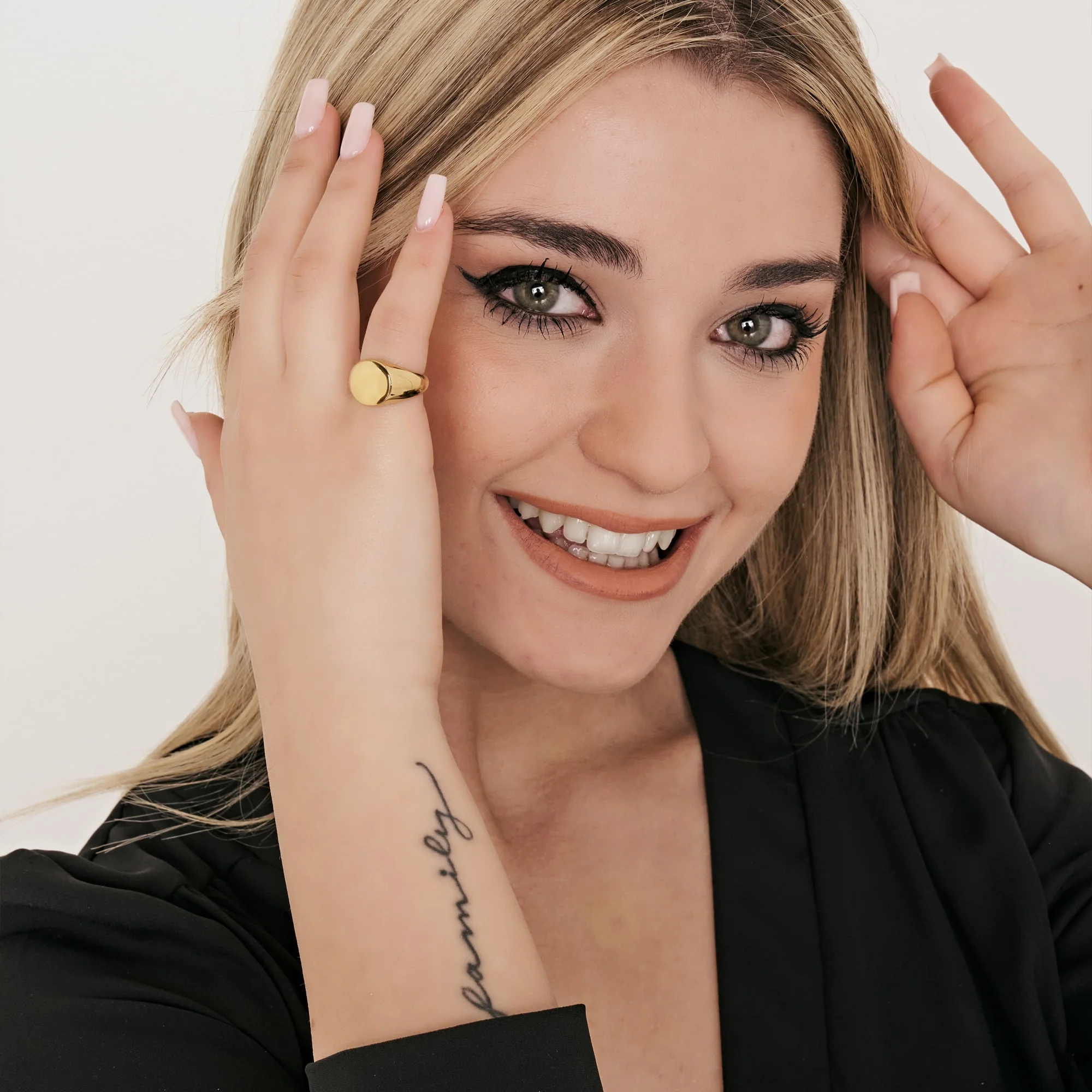 ANELLO DONNA SIGILLO IN ACCIAIO IP GOLD - Image 6