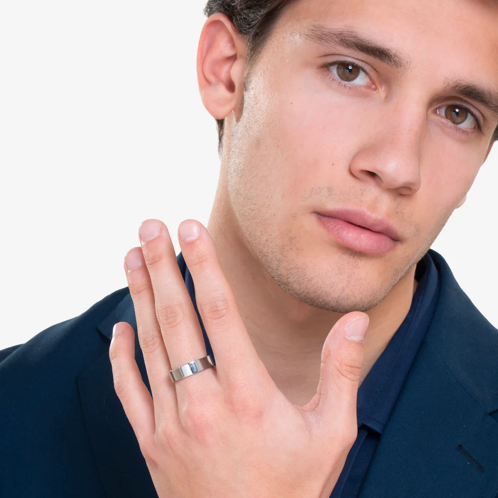 ANELLO UOMO IN ACCIAIO CON CRISTALLI BIANCHI - Image 3
