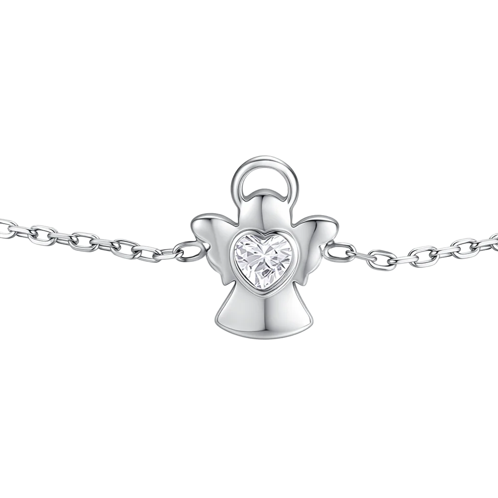 BRACCIALE BAMBINA IN ACCIAIO ANGELO CON ZIRCONE BIANCO - Image 2