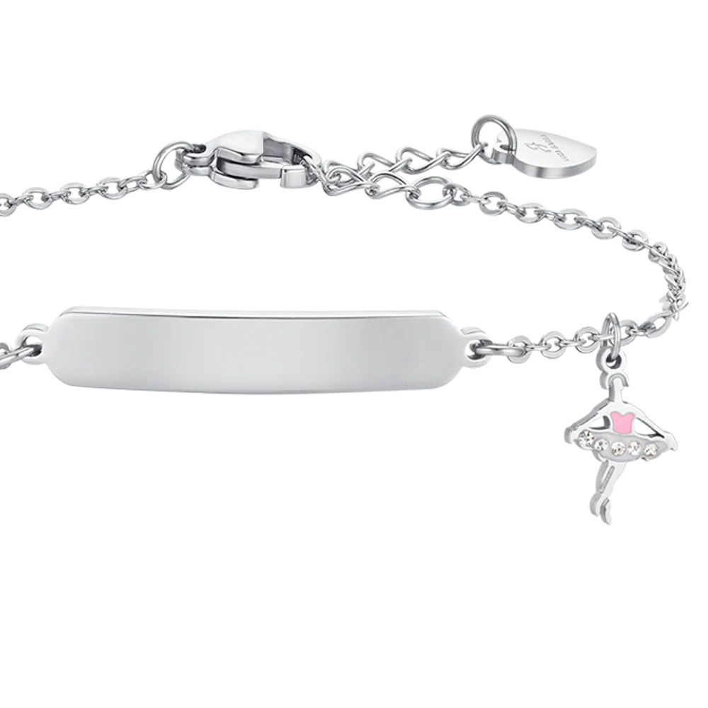 BRACCIALE BAMBINA IN ACCIAIO BALLERINA E PIASTRA - Image 2