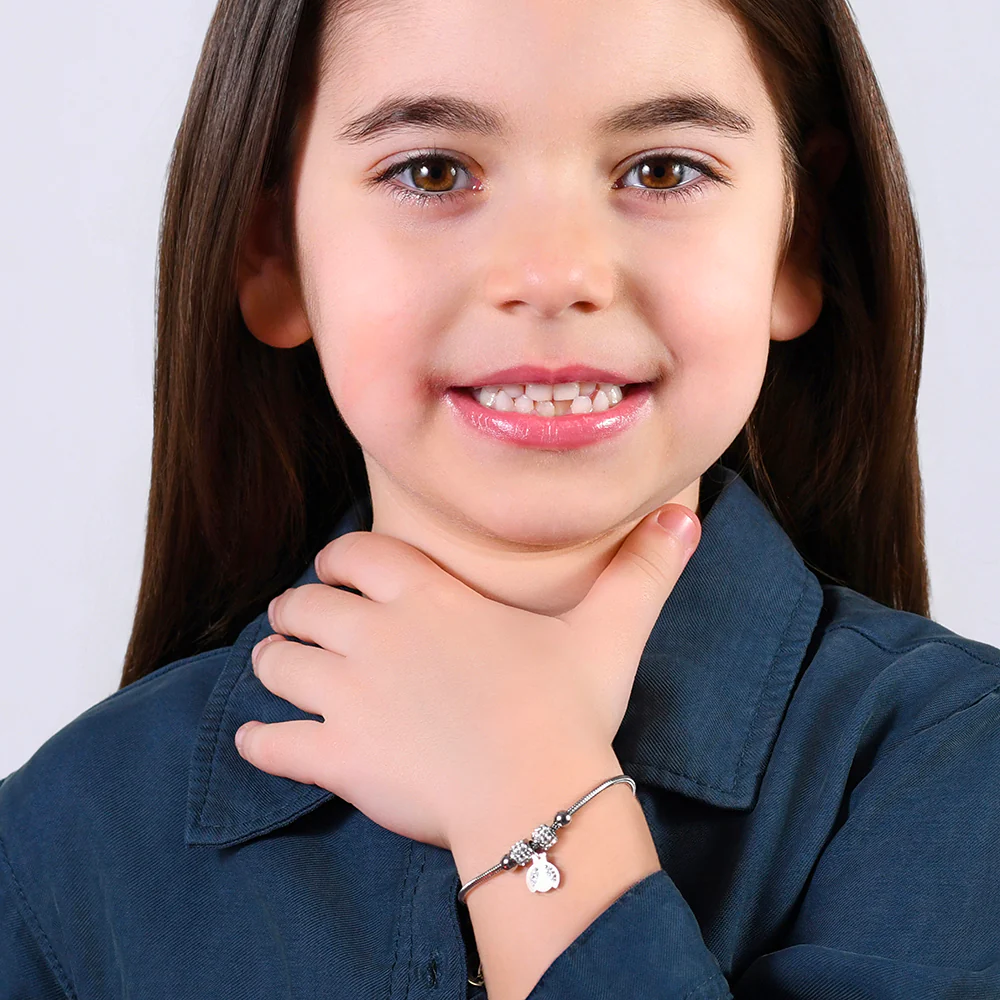BRACCIALE BAMBINA IN ACCIAIO CON COCCINELLA CON CRISTALLI BIANCHI - Image 3