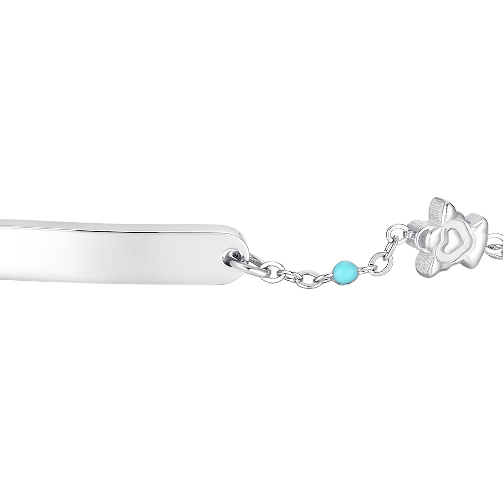 BRACCIALE BAMBINA IN ACCIAIO CON PIASTRA, ANGELO ED ELEMENTI MULTICOLOR - Image 2