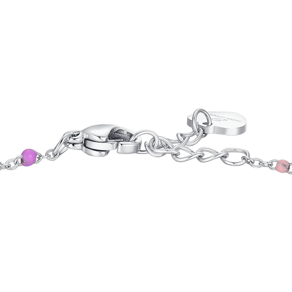 BRACCIALE BAMBINA IN ACCIAIO CON PIASTRA, ANGELO ED ELEMENTI MULTICOLOR - Image 3