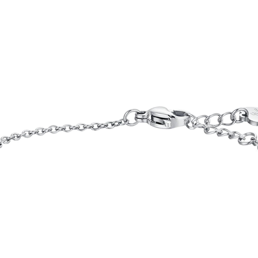 BRACCIALE BAMBINA IN ACCIAIO CON PIASTRA ED ORSETTO CON CRISTALLI BIANCHI - Image 5
