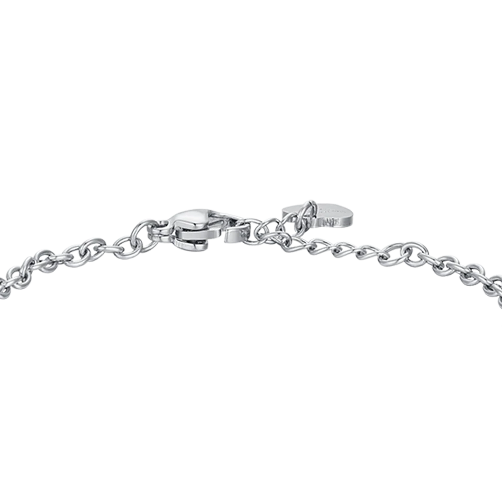BRACCIALE BAMBINA IN ACCIAIO CON UNICORNO CON SMALTO ROSA E BIANCO E CRISTALLO - Image 5