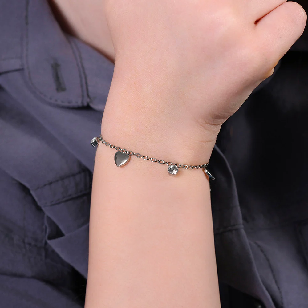 BRACCIALE BAMBINA IN ACCIAIO CUORI E CRISTALLI - Image 2