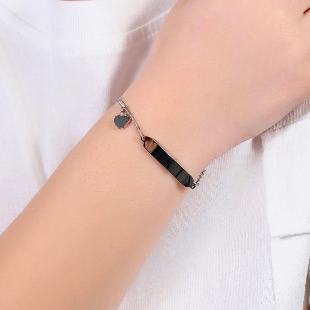 BRACCIALE BAMBINA IN ACCIAIO CUORI E PIASTRA - Image 2