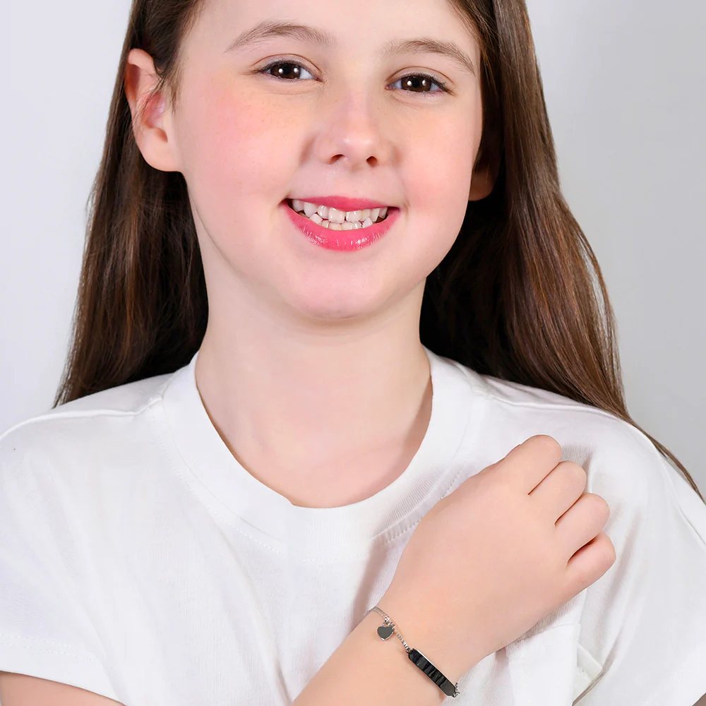 BRACCIALE BAMBINA IN ACCIAIO CUORI E PIASTRA - Image 3