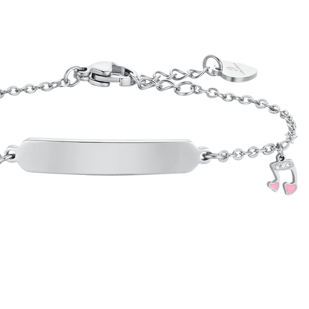 BRACCIALE BAMBINA IN ACCIAIO NOTA MUSICALE E PIASTRA - Image 2