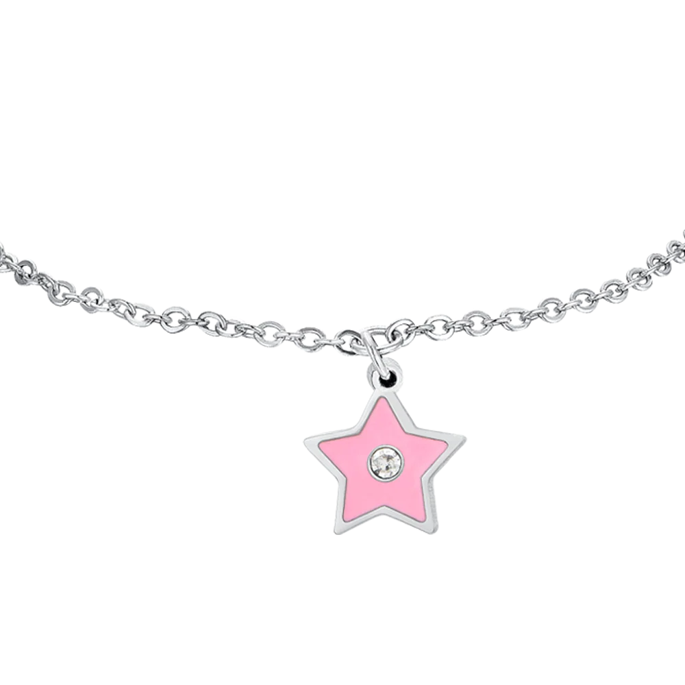 BRACCIALE BAMBINA IN ACCIAIO SMALTO ROSA - Image 4